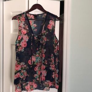 Aqua floral sheer top